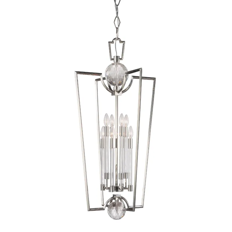 Eight Light Pendant from the Waterloo Collection in Polished Nickel Finish by Hudson Valley