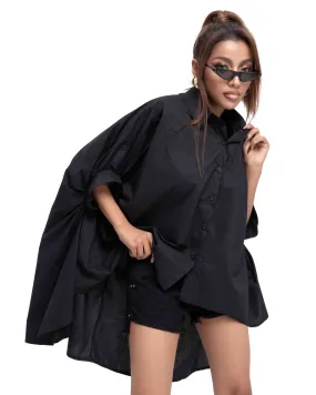 ellazhu Women Short Sleeve Solid Button Down Shirt Tops Blouse GY2769