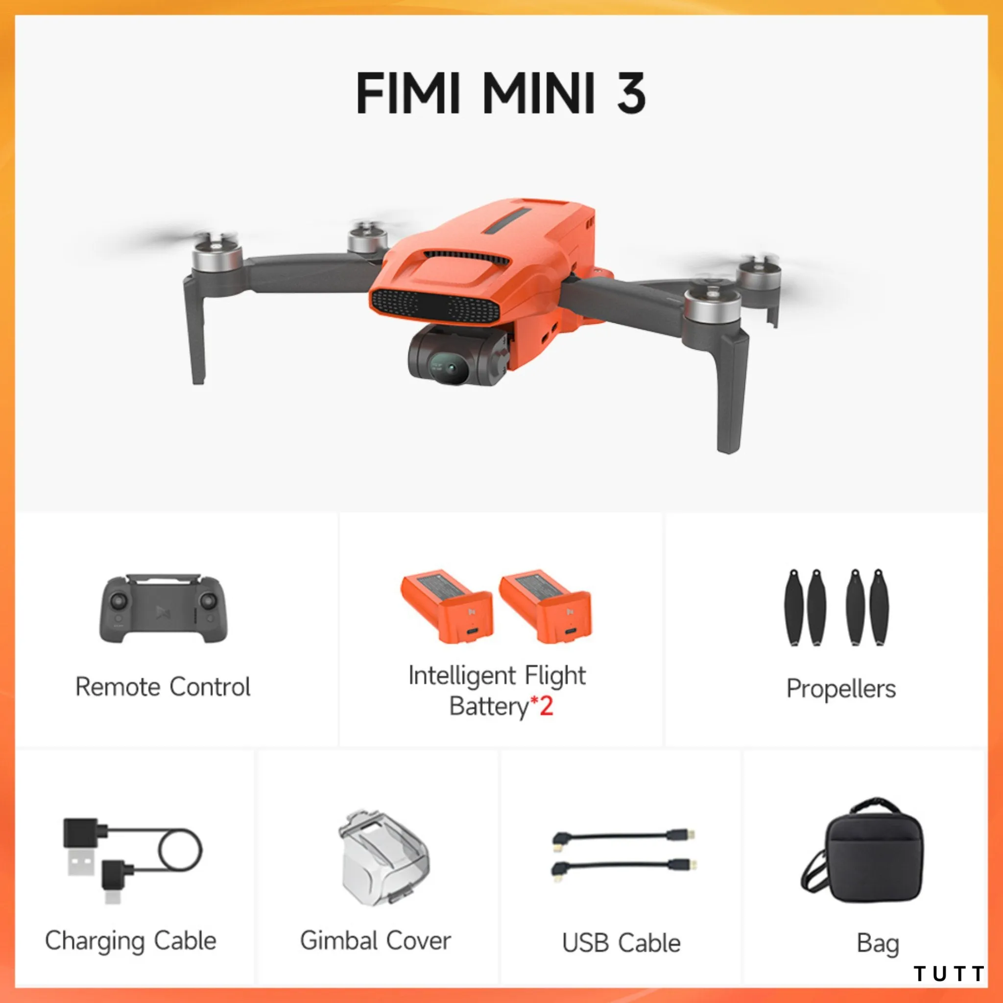 FIMI X8 MINI 3 Professional GPS Mini Drone | 9KM FPV With 4K 48MP 60fps 1/2″ CMOS Camera 3-axis Mechanical Gimbal 32mins | Under 250g | Two Batteries 128GB SanDisk Pro | TUTT