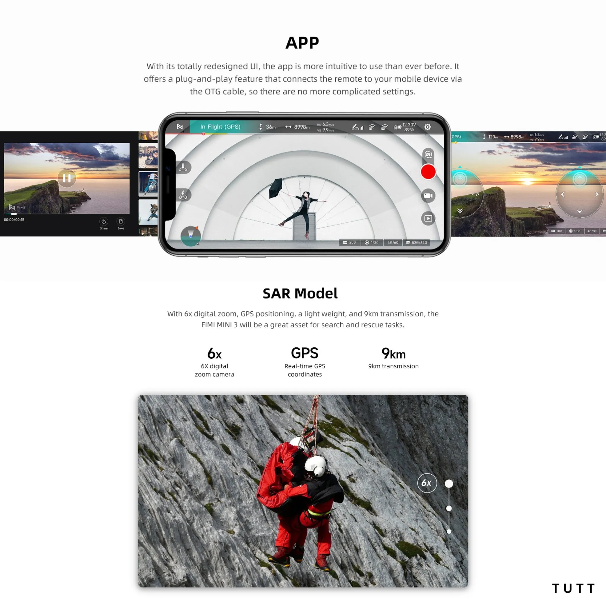 FIMI X8 MINI 3 Professional GPS Mini Drone | 9KM FPV With 4K 48MP 60fps 1/2″ CMOS Camera 3-axis Mechanical Gimbal 32mins | Under 250g | Two Batteries 128GB SanDisk Pro | TUTT