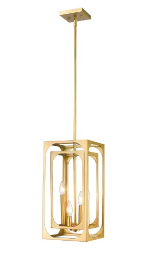 Four Light Chandelier from the Easton Collection in Rubbed Brass Finish by Z-Lite