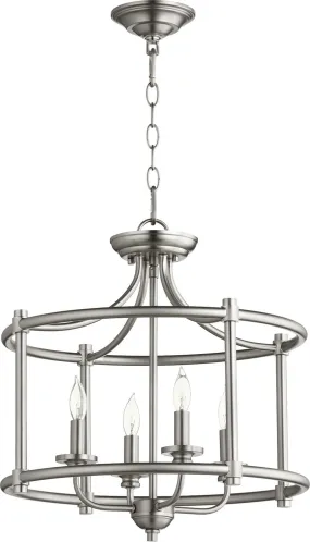 Four Light Dual Mount from the Rossington Collection in Satin Nickel Finish by Quorum