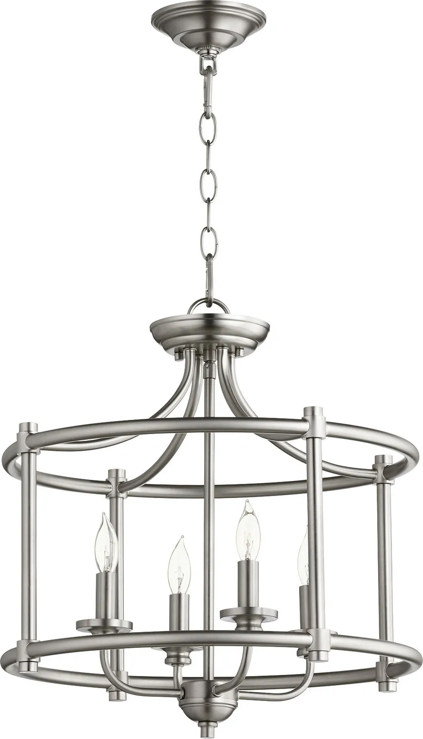 Four Light Dual Mount from the Rossington Collection in Satin Nickel Finish by Quorum