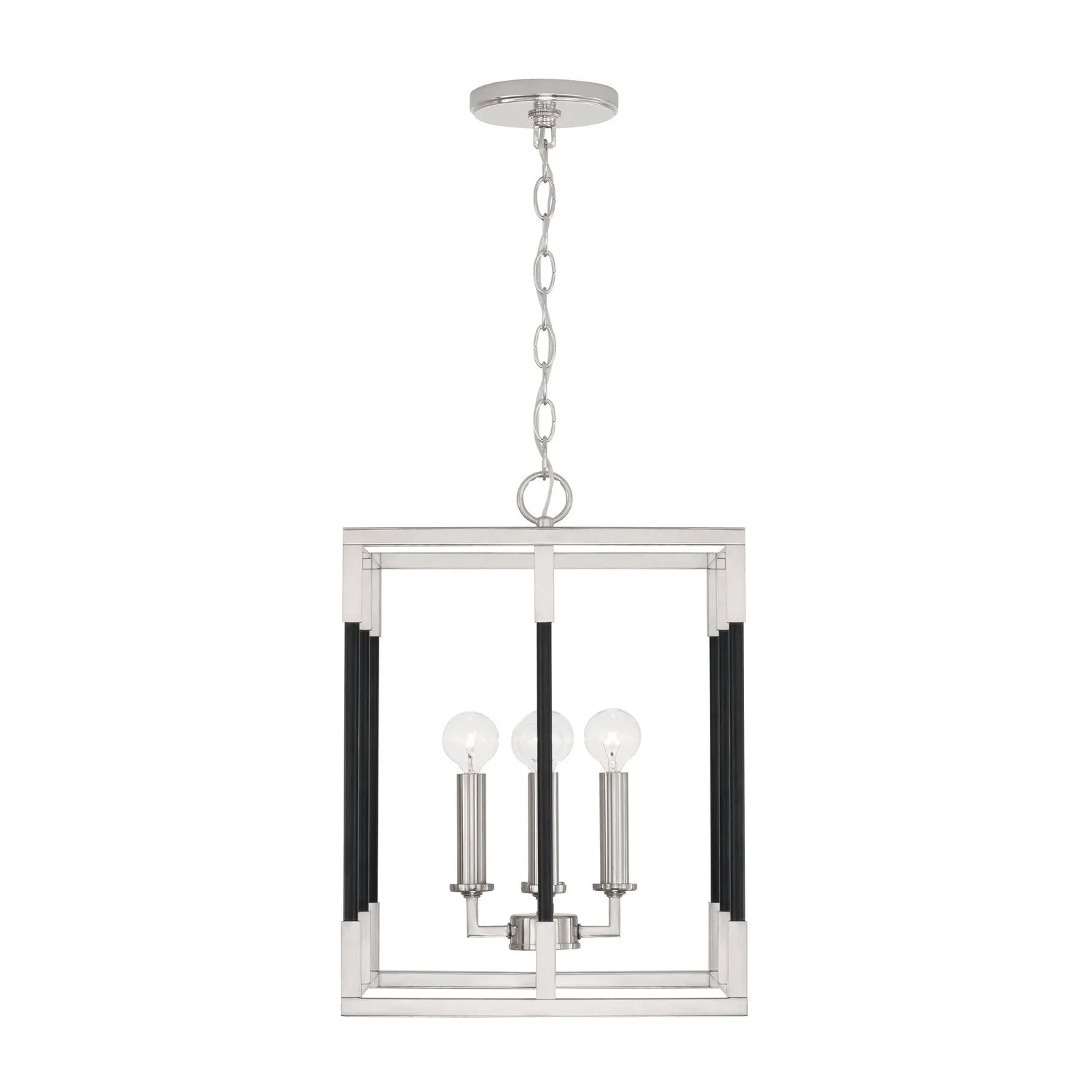 Four Light Foyer Pendant from the Bleeker Collection in Polished Nickel and Matte Black Finish by Capital Lighting