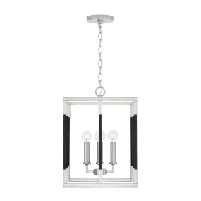 Four Light Foyer Pendant from the Bleeker Collection in Polished Nickel and Matte Black Finish by Capital Lighting