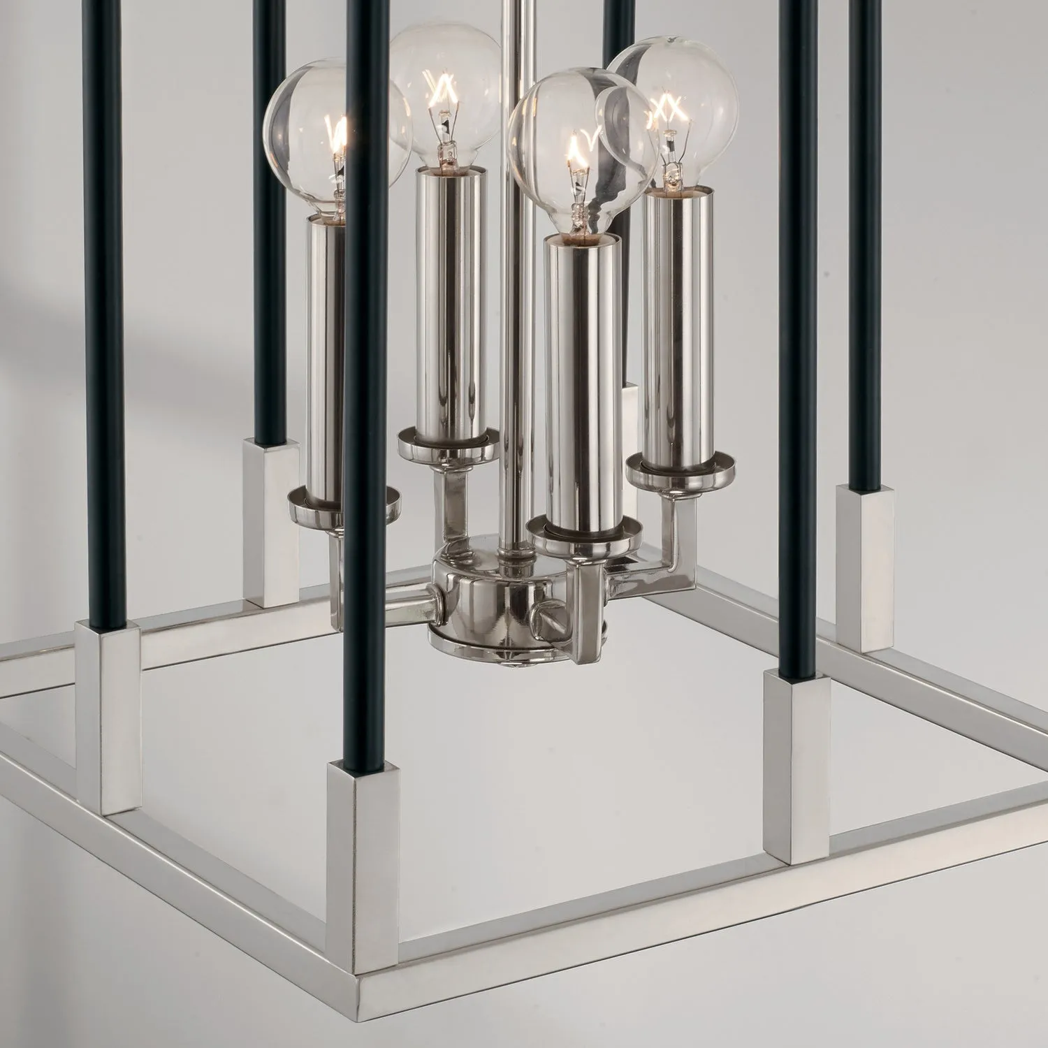 Four Light Foyer Pendant from the Bleeker Collection in Polished Nickel and Matte Black Finish by Capital Lighting