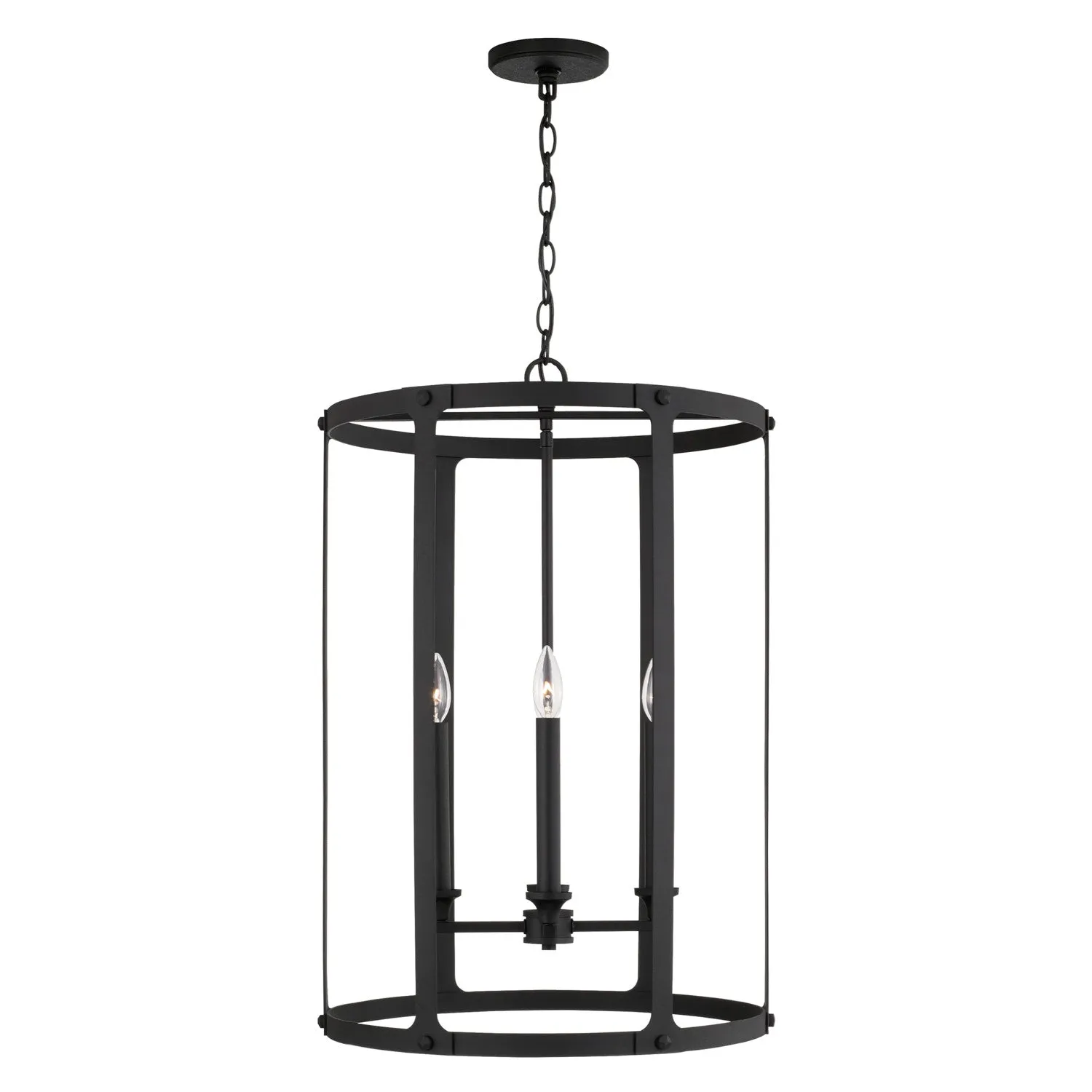 Four Light Foyer Pendant from the Brennen Collection in Black Iron Finish by Capital Lighting