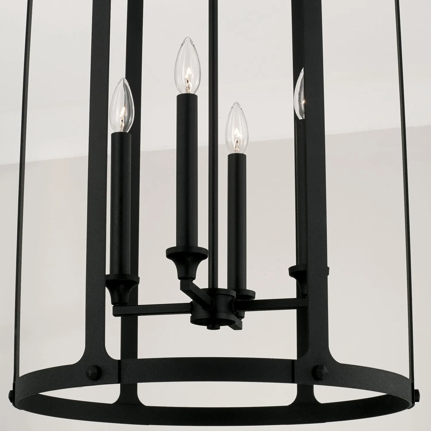 Four Light Foyer Pendant from the Brennen Collection in Black Iron Finish by Capital Lighting