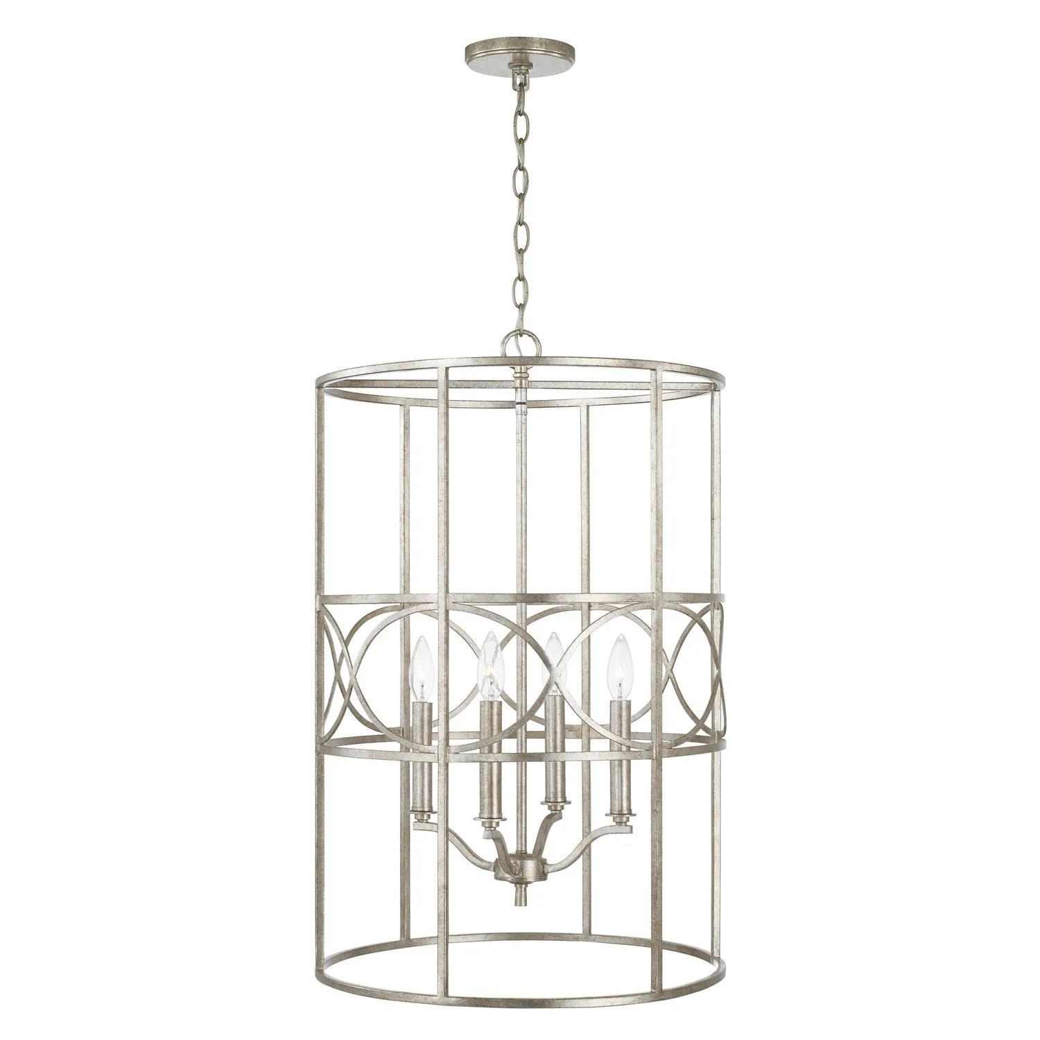 Four Light Foyer Pendant from the Sylvia Collection in Antique Silver Finish by Capital Lighting