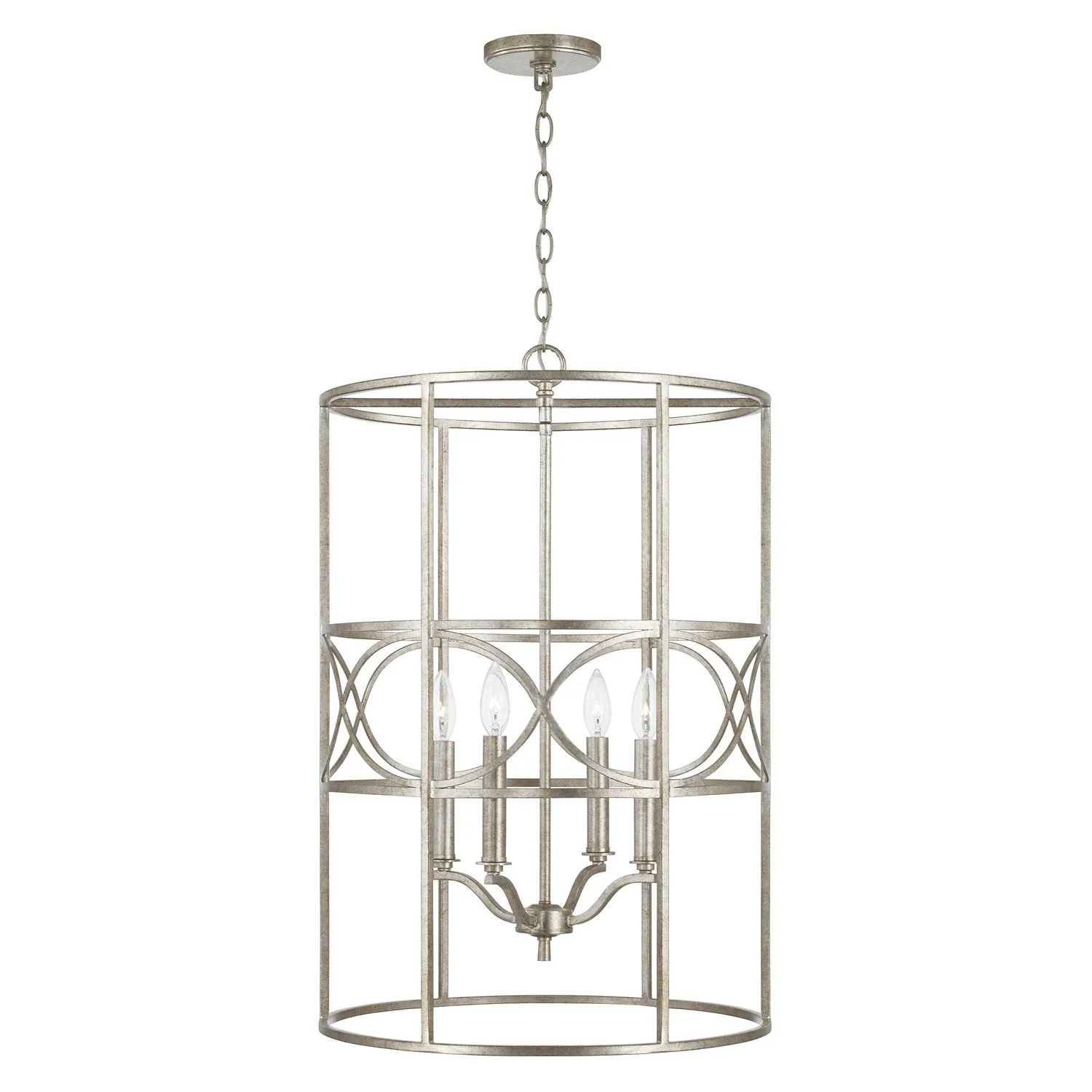 Four Light Foyer Pendant from the Sylvia Collection in Antique Silver Finish by Capital Lighting