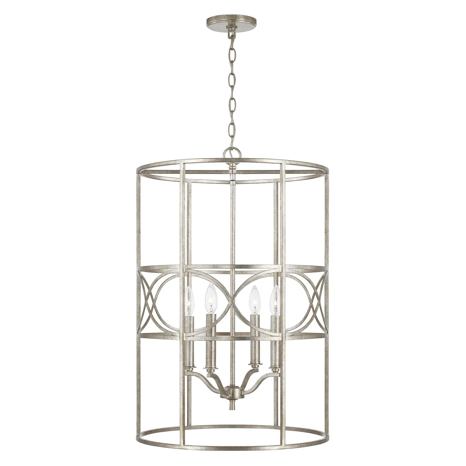 Four Light Foyer Pendant from the Sylvia Collection in Antique Silver Finish by Capital Lighting