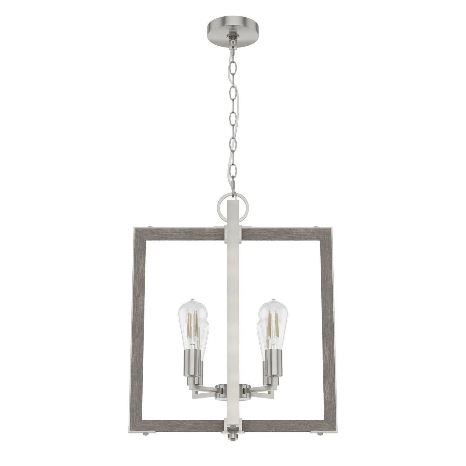 Four Light Foyer Pendant from the Woodburn Collection in Brushed Nickel Finish by Hunter