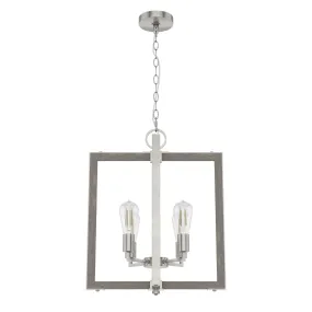 Four Light Foyer Pendant from the Woodburn Collection in Brushed Nickel Finish by Hunter