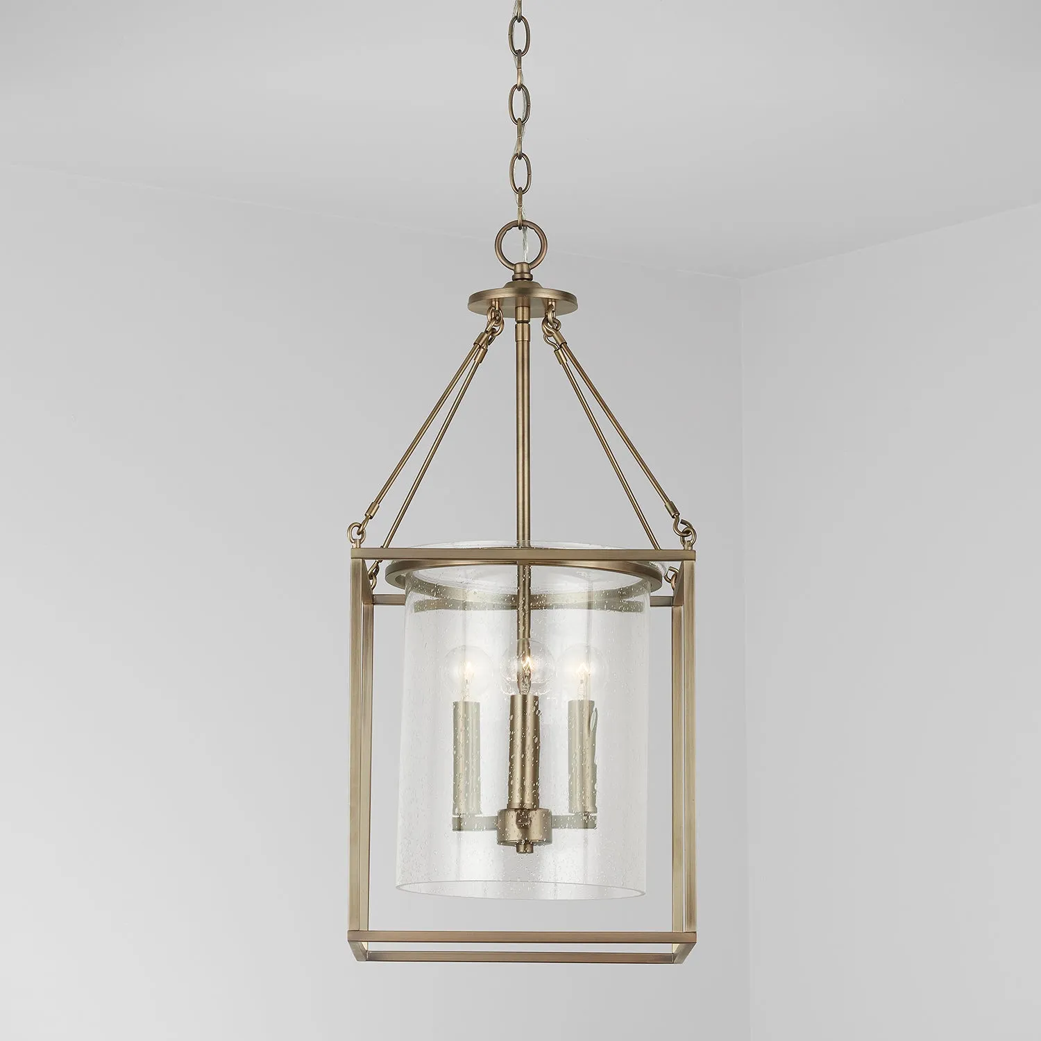 Four Light Pendant from the Cooper Collection in Aged Brass Finish by Capital Lighting