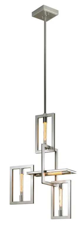 Four Light Pendant from the Enigma Collection in Silver Leaf W Stainless Acc Finish by Troy Lighting