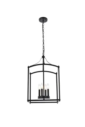 Four Light Pendant from the Janet Collection in Black Finish by Elegant Lighting