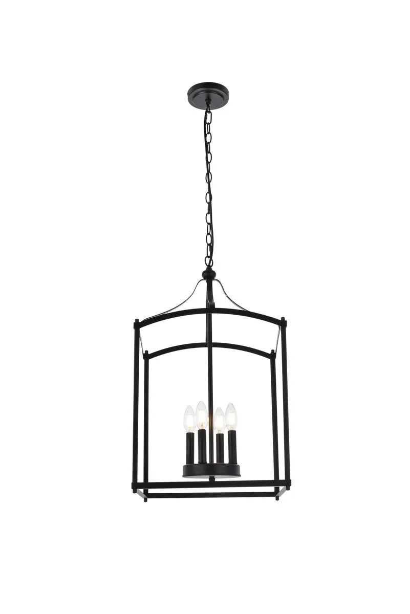 Four Light Pendant from the Janet Collection in Black Finish by Elegant Lighting