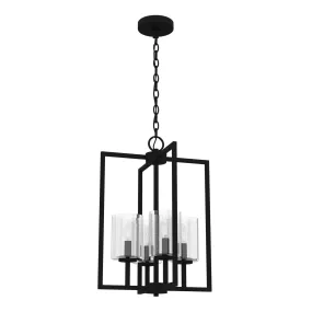 Four Light Pendant from the Kerrison Collection in Natural Black Iron Finish by Hunter