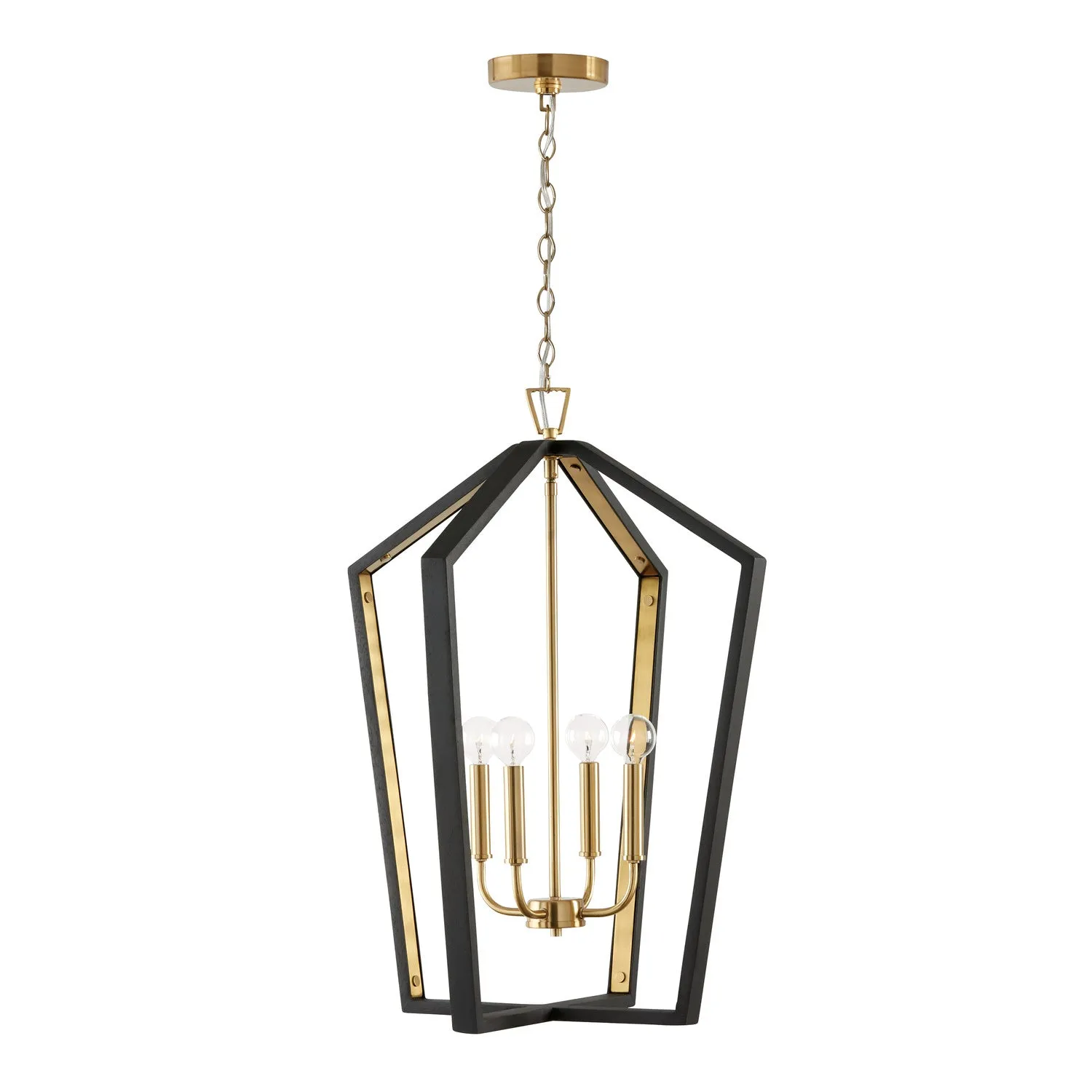 Four Light Pendant from the Maren Collection in Flat Black and Matte Brass Finish by Capital Lighting