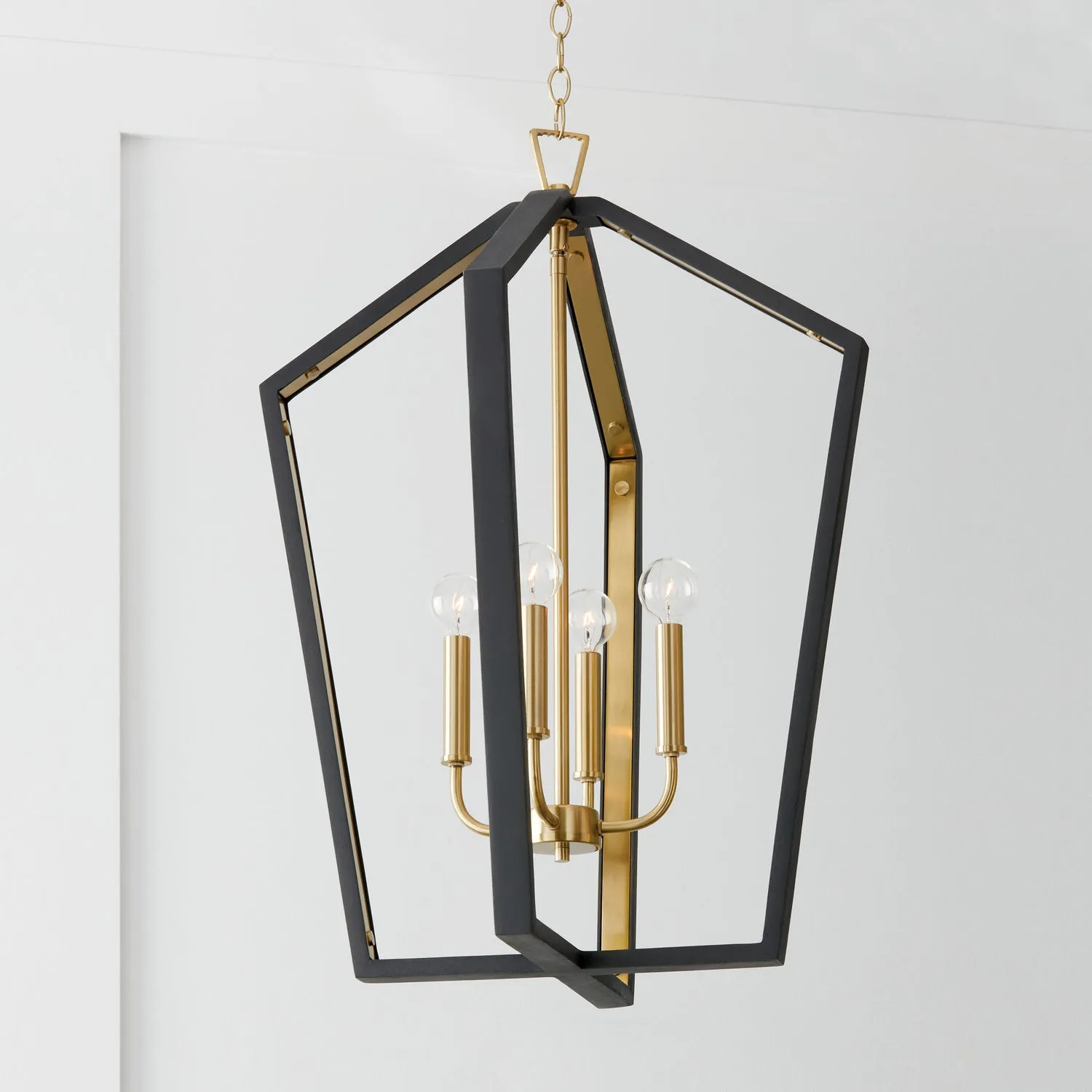 Four Light Pendant from the Maren Collection in Flat Black and Matte Brass Finish by Capital Lighting