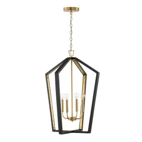 Four Light Pendant from the Maren Collection in Flat Black and Matte Brass Finish by Capital Lighting
