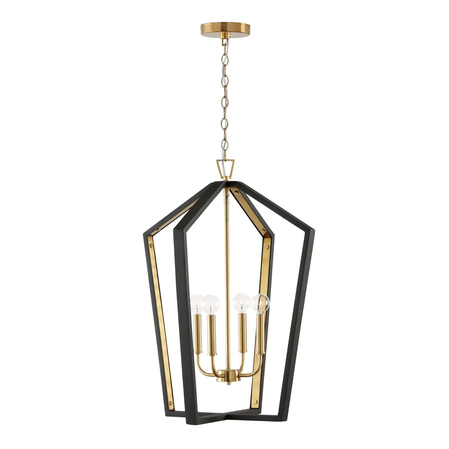 Four Light Pendant from the Maren Collection in Flat Black and Matte Brass Finish by Capital Lighting