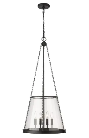 Four Light Pendant from the Prescott Collection in Matte Black Finish by Z-Lite