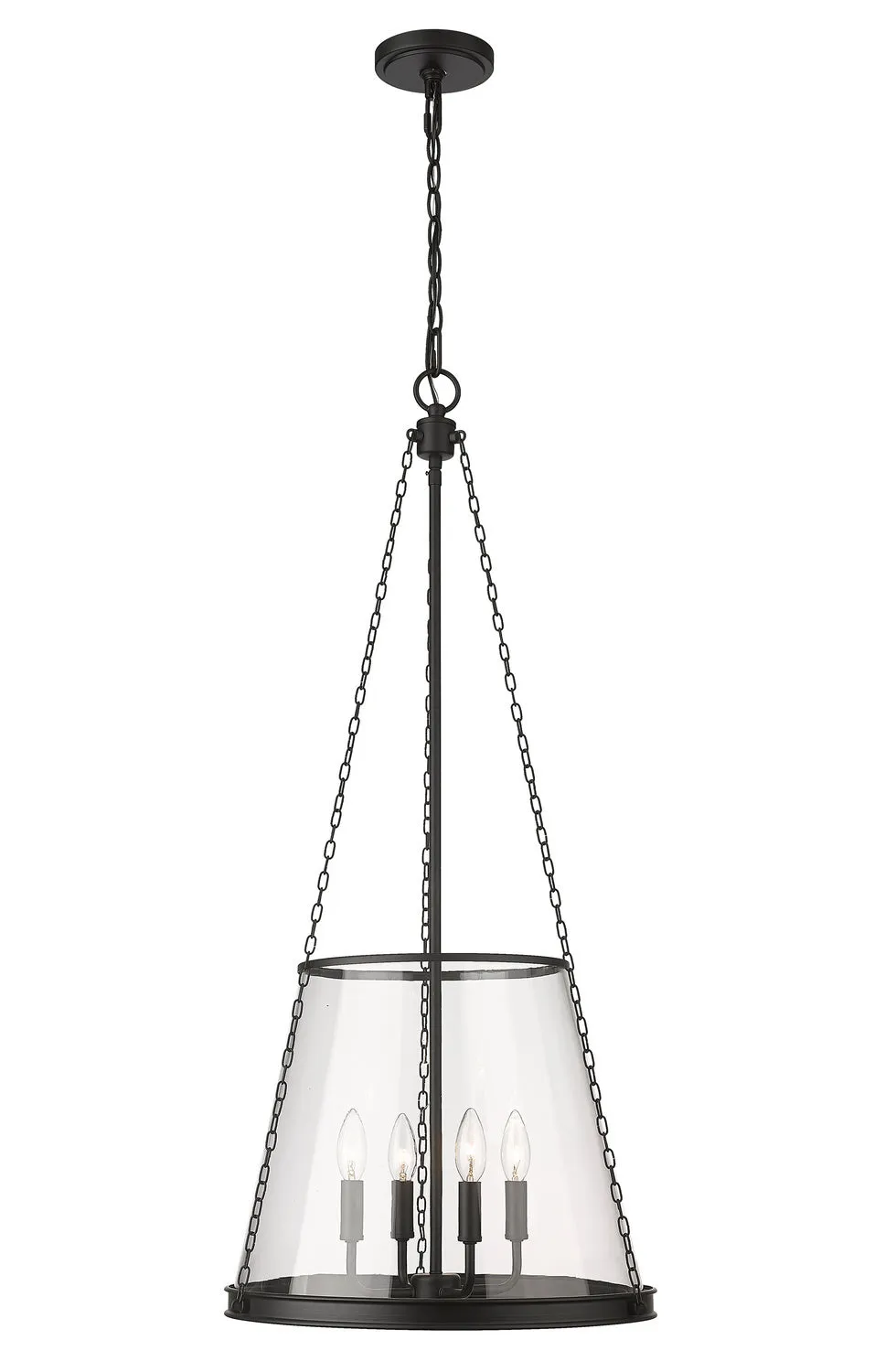 Four Light Pendant from the Prescott Collection in Matte Black Finish by Z-Lite