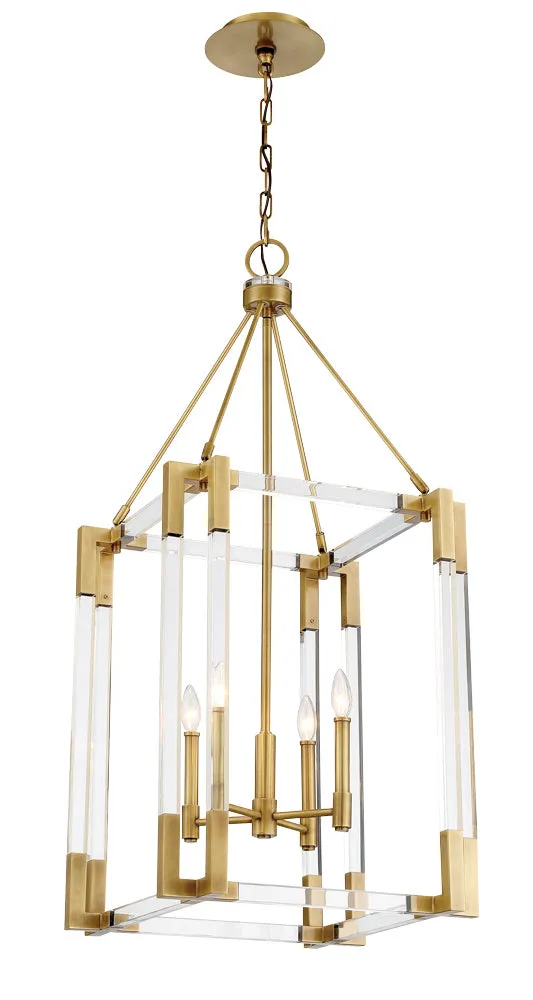 Four Light Pendant from the Prima Vista Collection in Aged Antique Brass Finish by Metropolitan