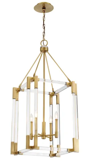 Four Light Pendant from the Prima Vista Collection in Aged Antique Brass Finish by Metropolitan