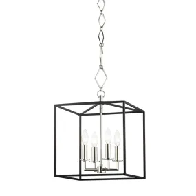 Four Light Pendant from the Richie Collection in Polished Nickel/Black Finish by Hudson Valley