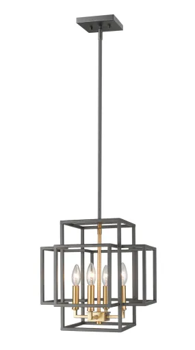 Four Light Pendant from the Titania Collection in Bronze / Olde Brass Finish by Z-Lite
