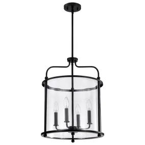 Four Light Pendant from the Yorktown Collection in Matte Black Finish by Nuvo Lighting
