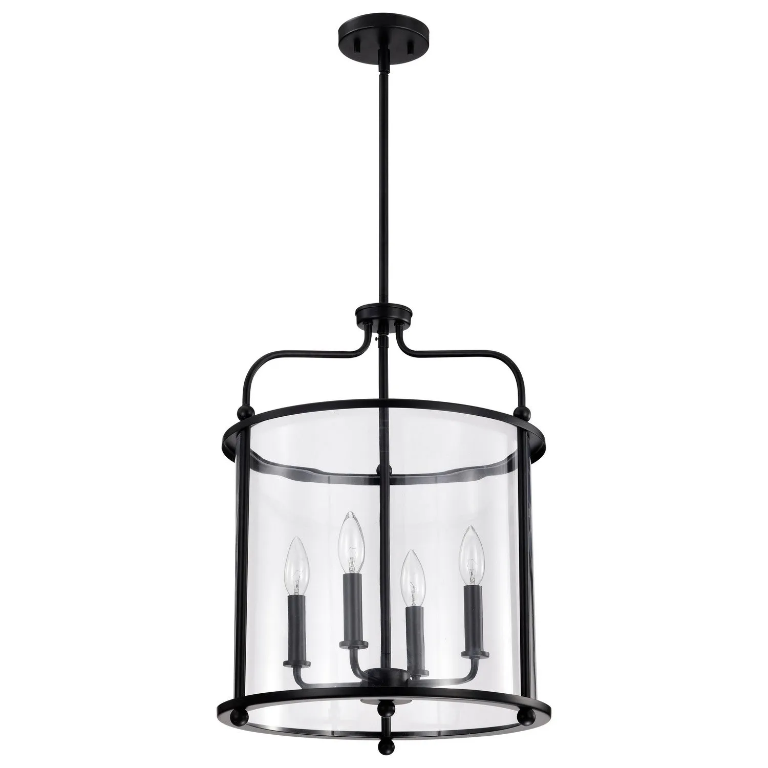 Four Light Pendant from the Yorktown Collection in Matte Black Finish by Nuvo Lighting