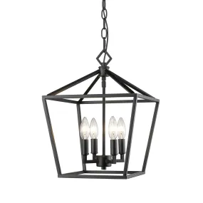 Four Light Pendant in Matte Black Finish by Millennium
