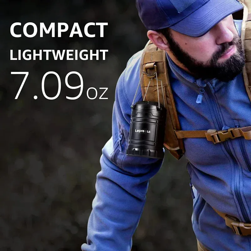 LED Collapsible Camping Lantern 4-Packs, Super, Battery Powered Camping Light, IPX4 Resistant, Portable Emergency
