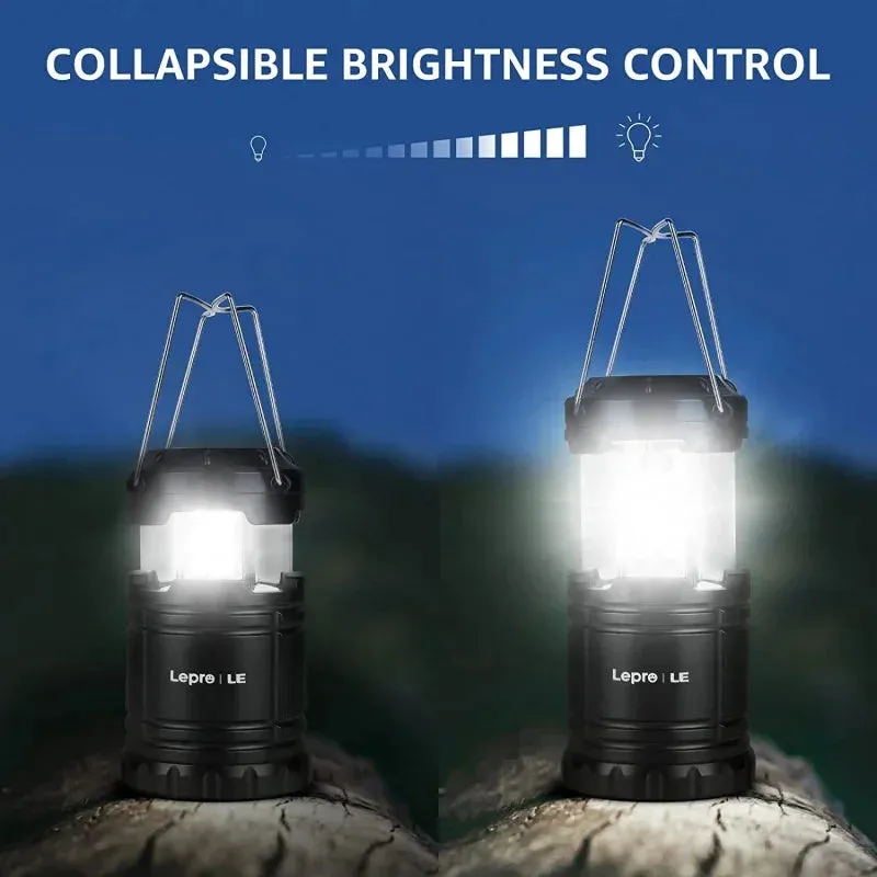 LED Collapsible Camping Lantern 4-Packs, Super, Battery Powered Camping Light, IPX4 Resistant, Portable Emergency