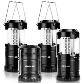 LED Collapsible Camping Lantern 4-Packs, Super, Battery Powered Camping Light, IPX4 Resistant, Portable Emergency