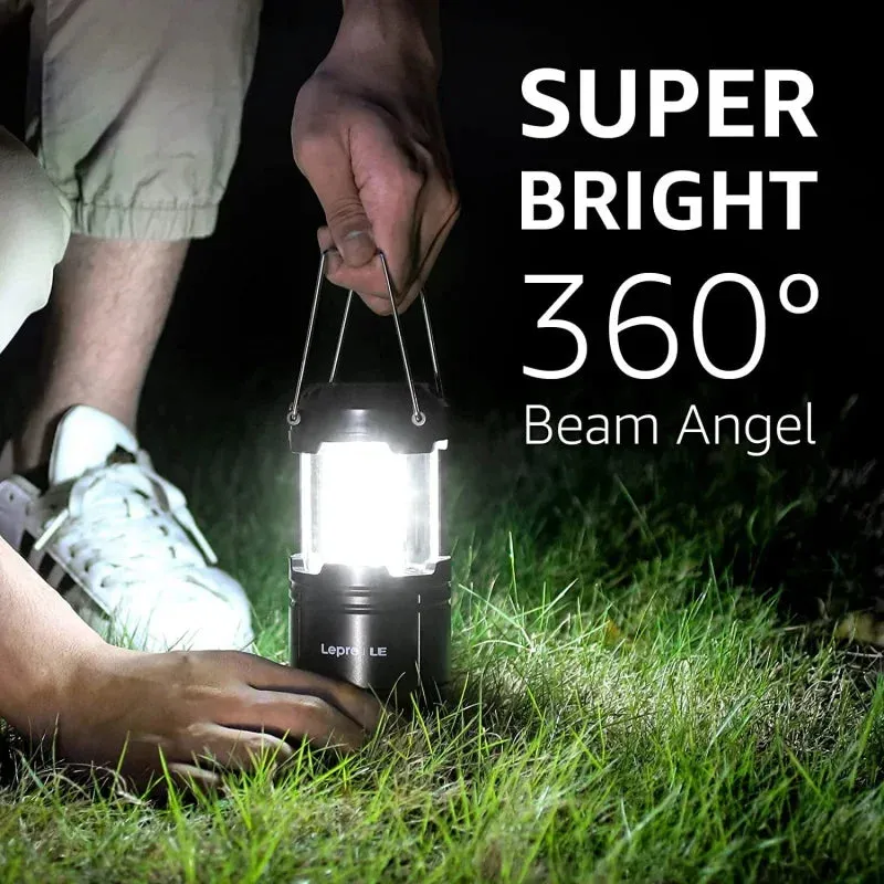 LED Collapsible Camping Lantern 4-Packs, Super, Battery Powered Camping Light, IPX4 Resistant, Portable Emergency