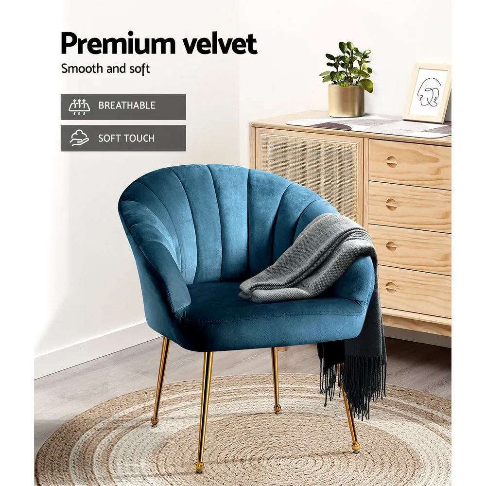 Michelle Accent Velvet Lounge Armchair - Navy