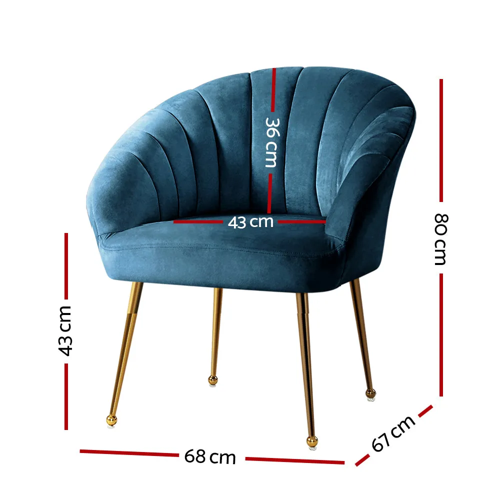 Michelle Accent Velvet Lounge Armchair - Navy