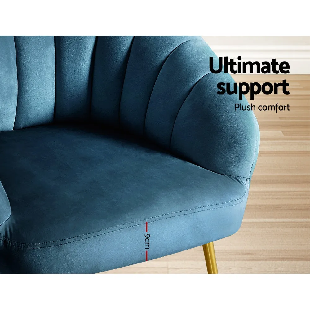 Michelle Accent Velvet Lounge Armchair - Navy