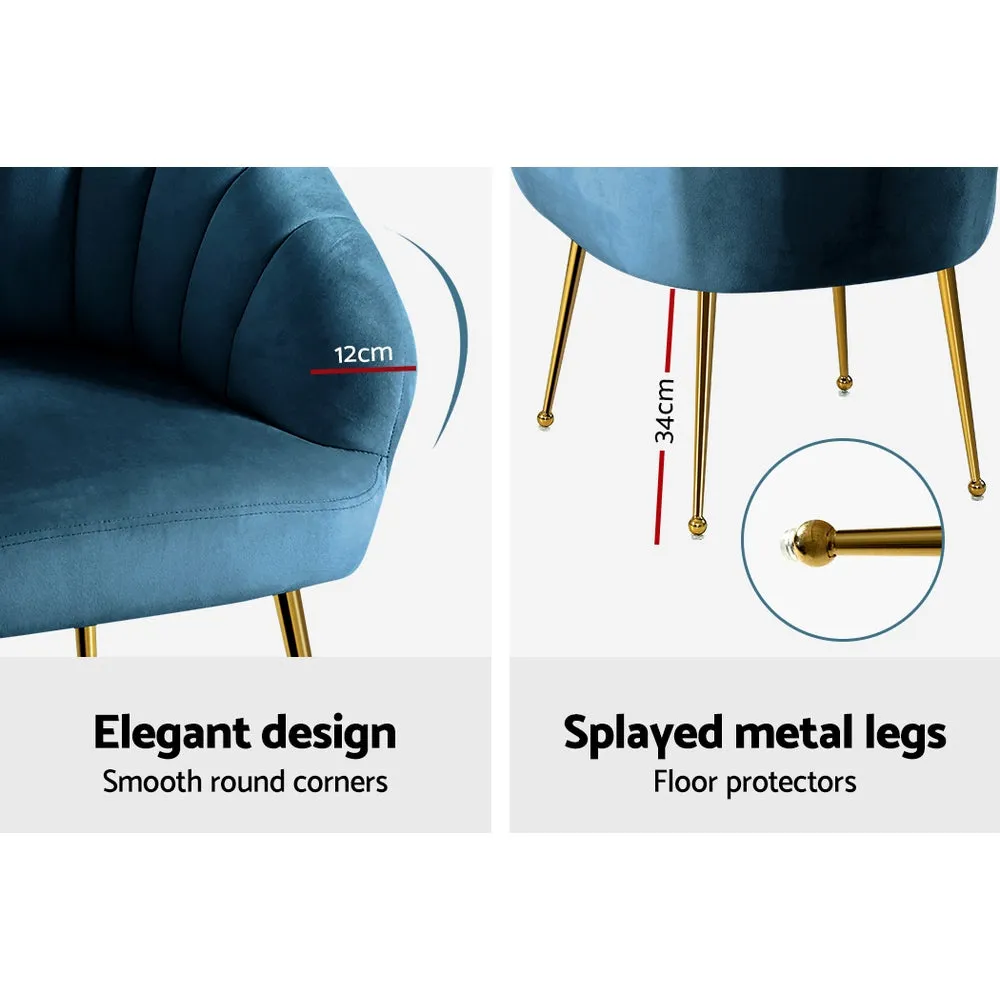 Michelle Accent Velvet Lounge Armchair - Navy