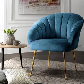 Michelle Accent Velvet Lounge Armchair - Navy