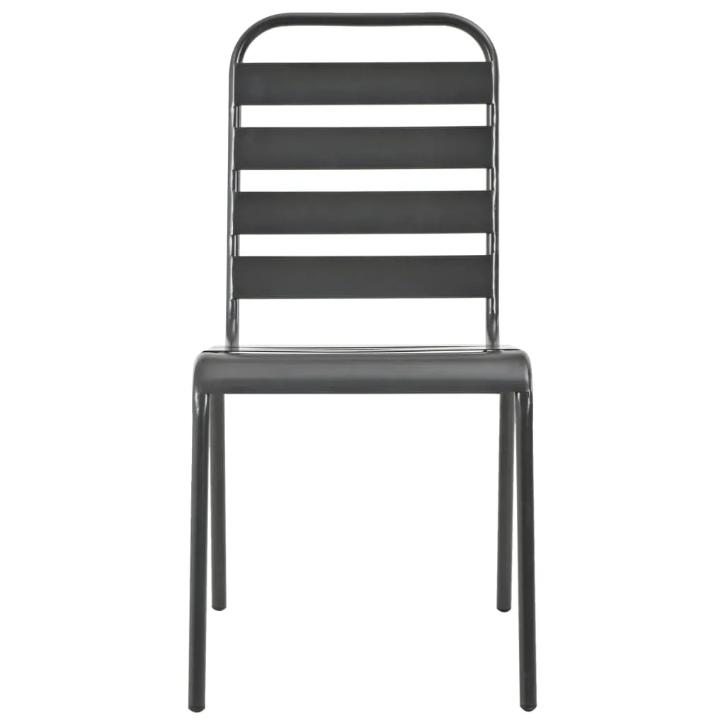 Patio Chairs 4 pcs Slatted Design Steel Dark Gray