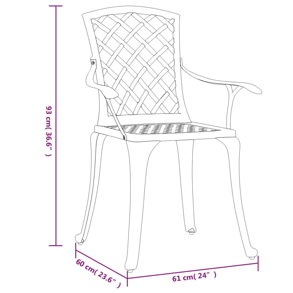 Patio Chairs Outdoor Garden Dining Seat Furniture 6 Pcs Cast Aluminum