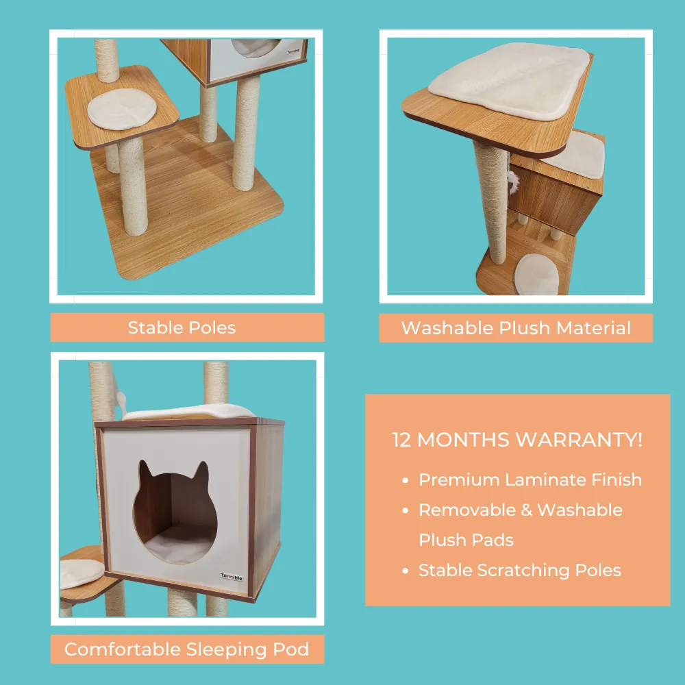 Petwiz Premium Wooden Laminate Scratching Tree [122cm]