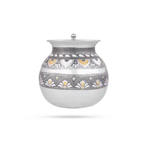 Pongal Pot With Lid - 6.5 x 4.5 Inches | Stainless Steel Kalash/ Stainless Steel Pot for Home/ 485 Gms Approx