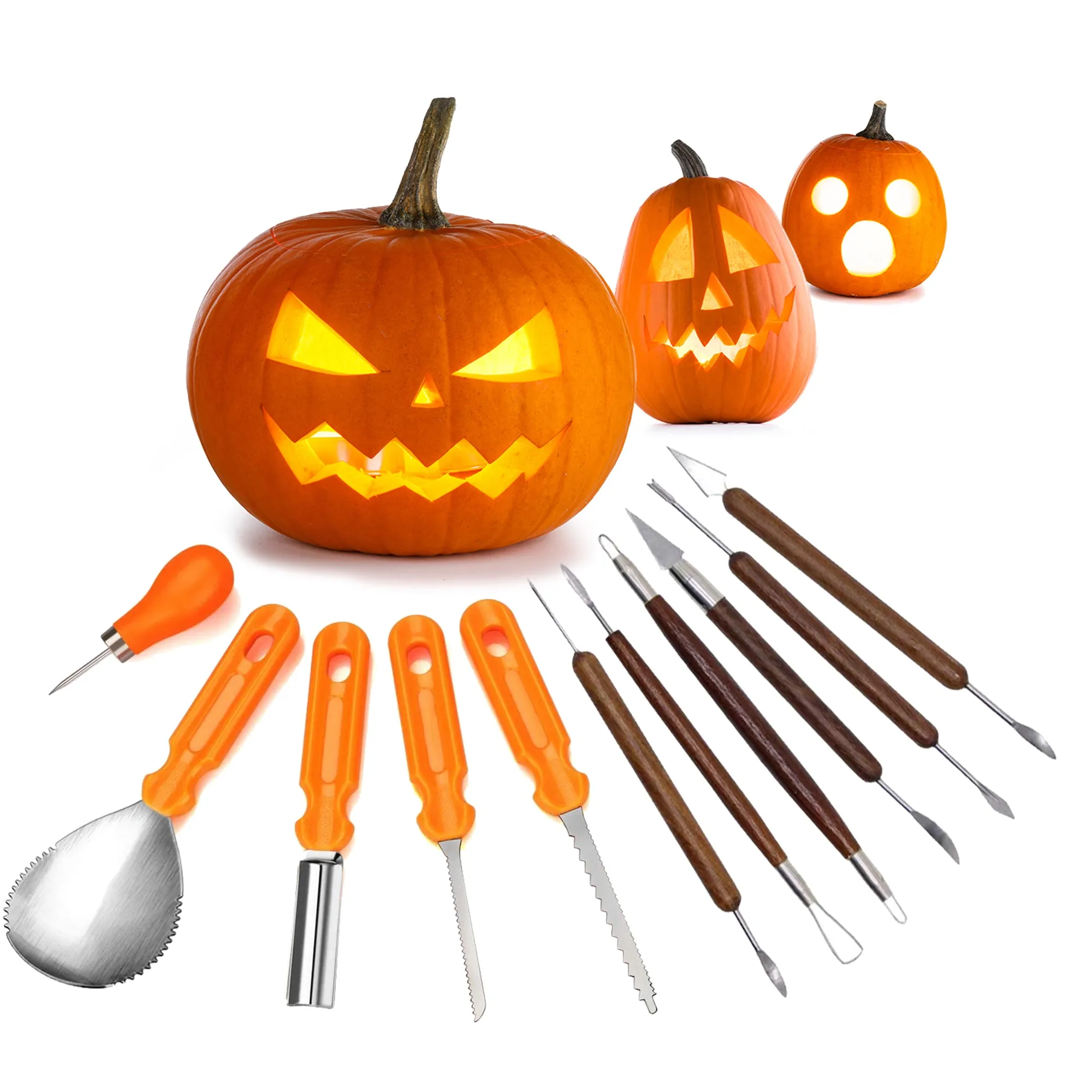 Pyramid Home Décor Halloween Pumpkin Carving Tools, 11-PCS Heavy Duty Stainless Steel and thickening Professional pumpkin cutting supplies Kit for Halloween Decoration with Carrying Case