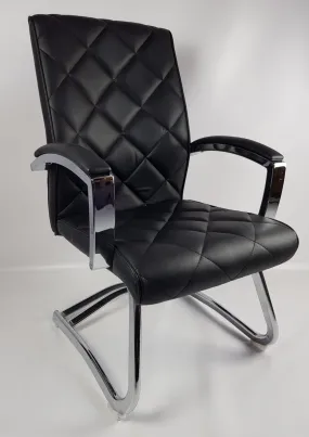 Quilted Black Leather Stylish Cantilever Visitors Chair - ZV-B217